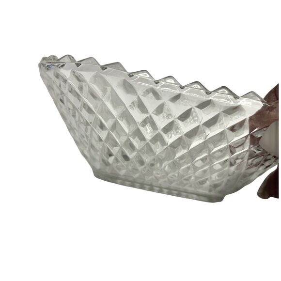 2 Vintage Indiana Clear Glass Diamond Point Sawtooth Edge 5” Square Salad Bowls - Picture 6 of 6